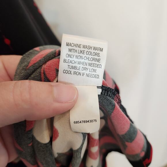 APT 9 Black Red Floral Dot Dash Artsy Art To Wear Midi Dress Pin Up Womens M - Picture 6 of 10